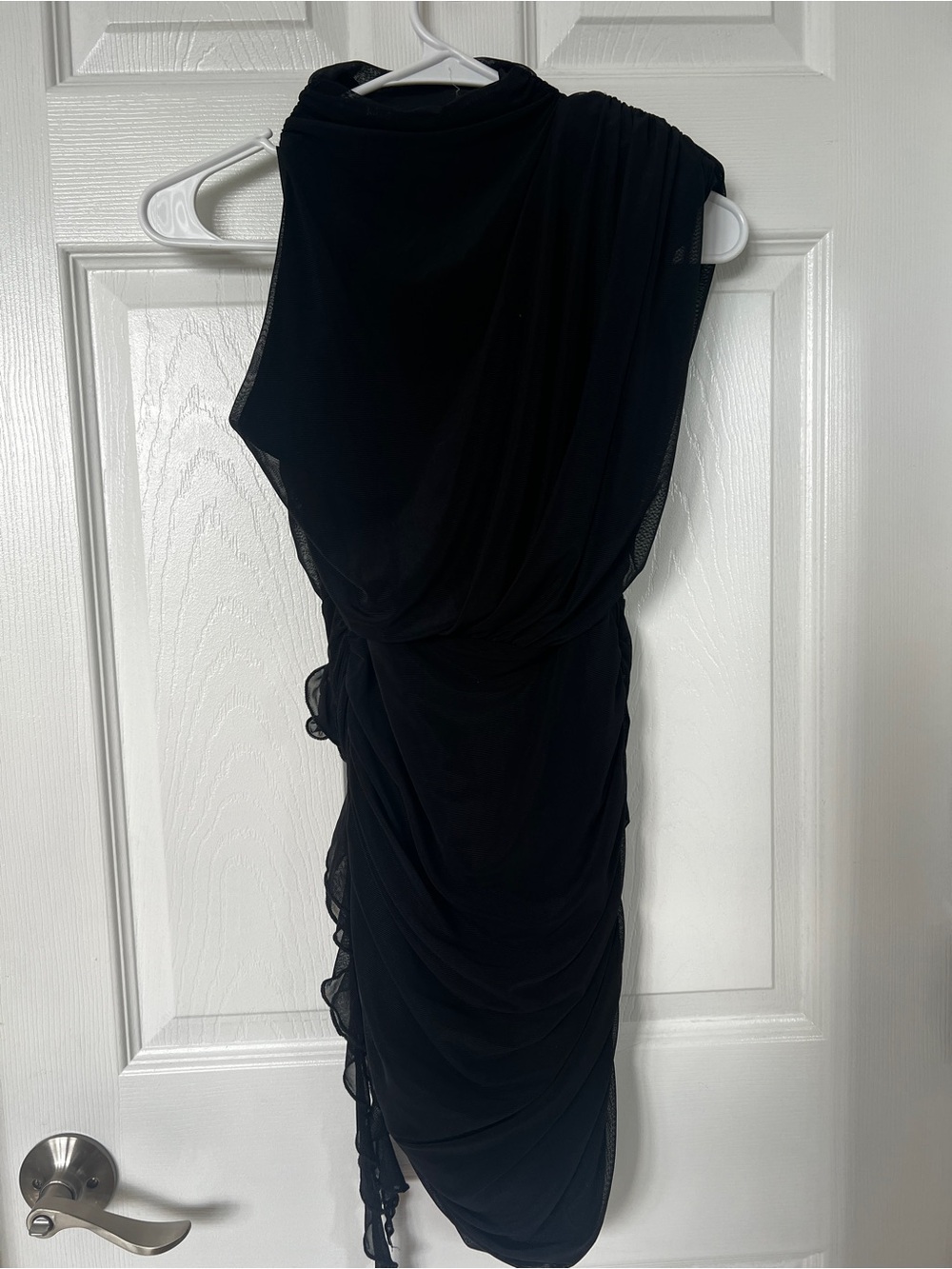 Black Draped Women's Dress - Elegant Evening Wear